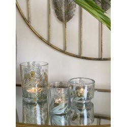 Fyrfadsglas med guld motiv